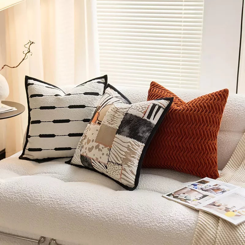 Modern Stripe Knit Throw Pillow Cover – 18x18in Soft Waist Cushion