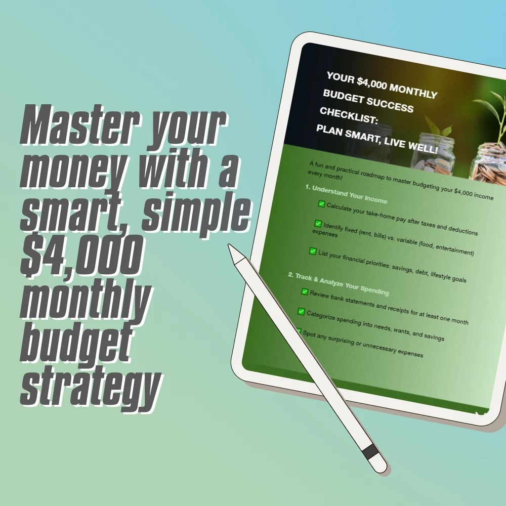 Master Your $4,000: The Smart Monthly Budget Blueprint for Financial Freedom | Digital Budget Checklist | How to Budget 4000 a Month