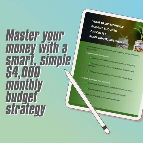 Master Your $4,000: The Smart Monthly Budget Blueprint for Financial Freedom | Digital Budget Checklist | How to Budget 4000 a Month