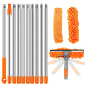 Window Squeegee Cleaner Kit with 13.78 FT Extension Pole - 2-in-1 Double-Sided Window Cleaning Tool