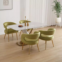 Velvet Upholstered Dining Chairs with Open Back and Golden Legs, Set of 4 - DSARD