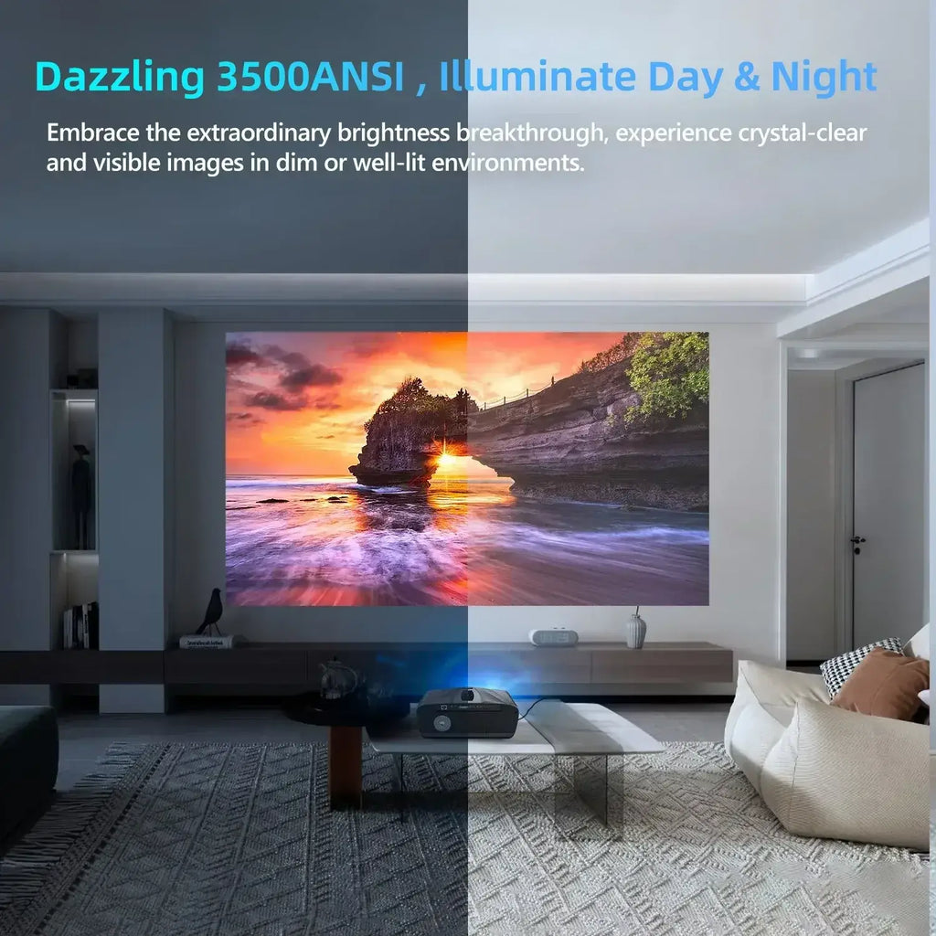 4K Home Theater Projector with Android 9.0, Bluetooth & 3500 ANSI Lumens - DSARD