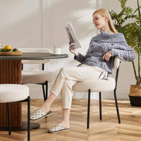 Mid-Century Modern White Upholstered Dining Chairs, Set of 2 - DSARD