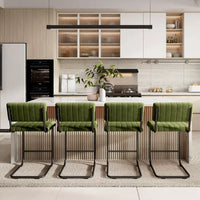 Modern Counter Height Velvet Back Bar Stools with Metal Legs, Set of 2 - DSARD