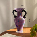 Retro Green Glass Flower Vase – Elegant French Style Home Décor Accent