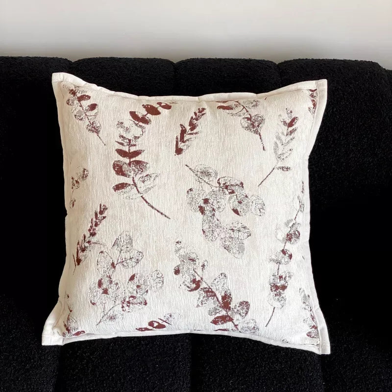 45X45CM Retro Jacquard Leaf Throw Pillow Cover – Light Luxury Decor - DSARD