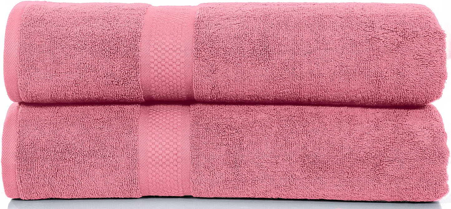 Bath Sheet Towels 100% cotton, 600 GSM Bathroom Towels, Soft and Absorbent Bath Sheets - Set of 2 (35 x 70 Navy, Rose Pink, Teel) by DSARD