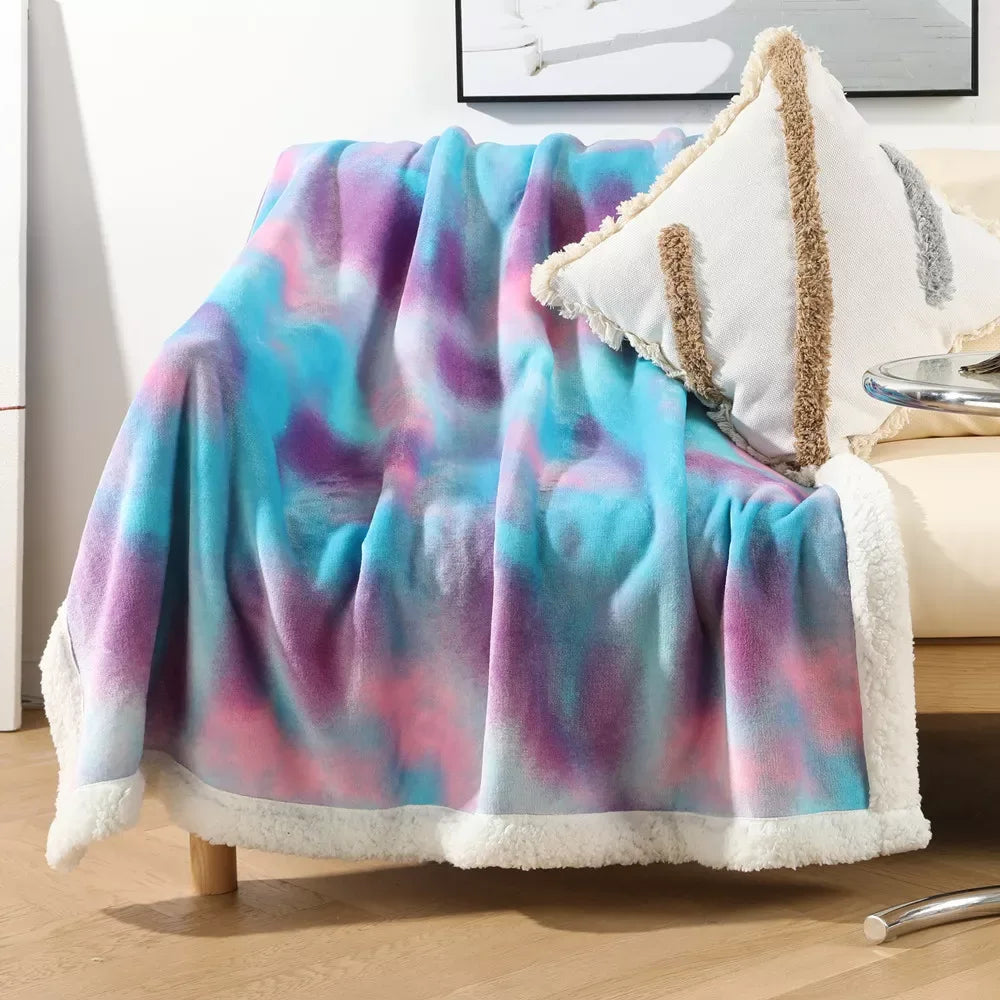 Bohemian Coral Velvet Throw Blanket – Soft Nordic Flannel, Perfect for Home and Office - DSARD