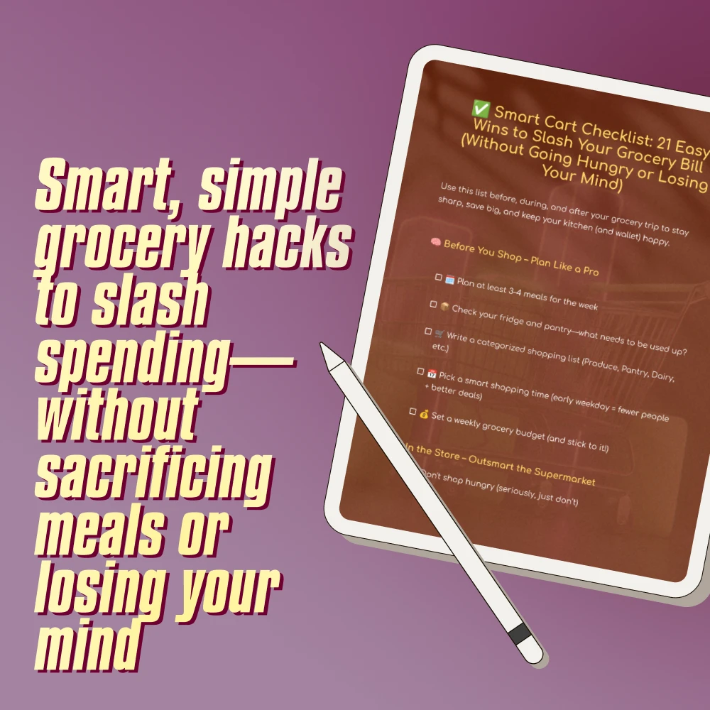 Smart Cart Checklist: 21 Easy Wins to Slash Your Grocery Bill (Without Going Hungry or Losing Your Mind) | Printable PDF + Instant Download | How to Save Money Food Shopping