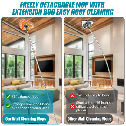 360° Rotatable Wall Mop with Adjustable Long Handle and Triangular Head