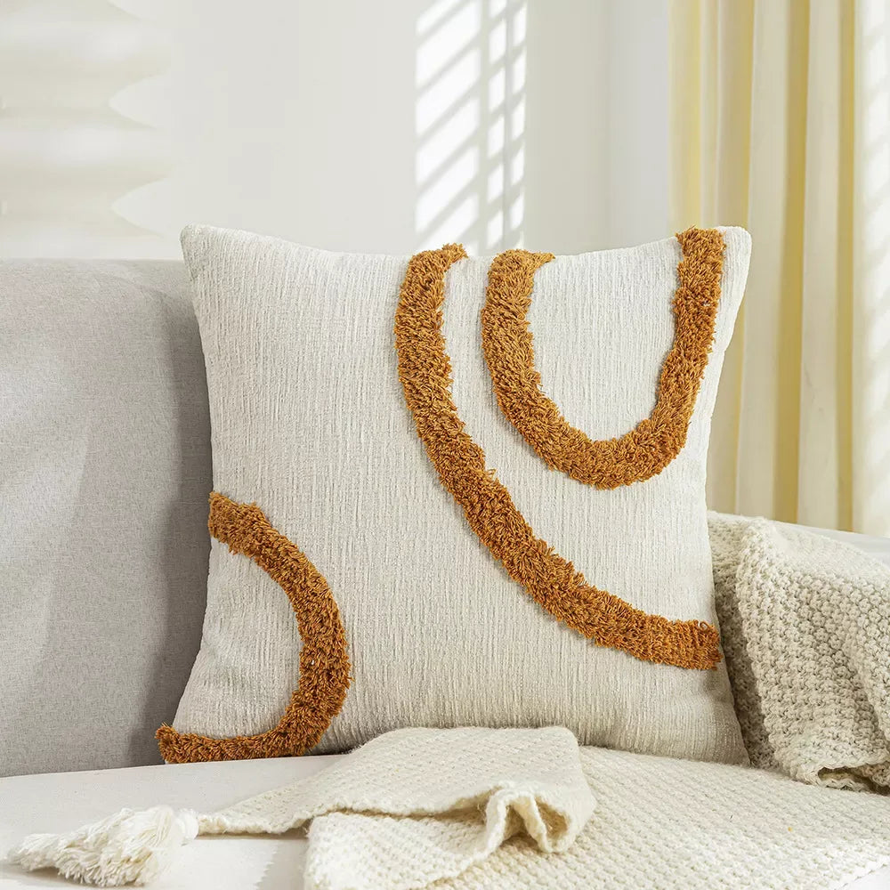 Bohemian Geometric Embroidered Tassel Pillow Cover 18×18 Inch - DSARD