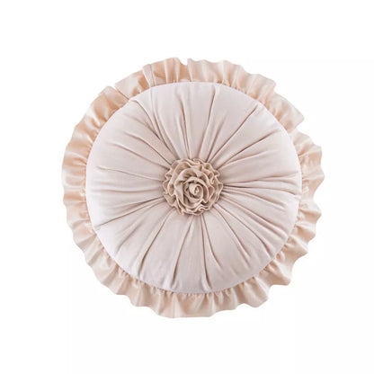 Lotus Leaf Lace Round Pillow