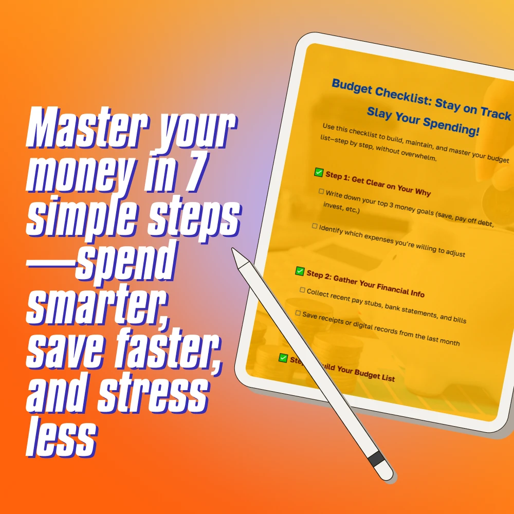 Budget Checklist: Stay on Track & Slay Your Spending | Digital Budget List | How to Make a Budget List Printable PDF