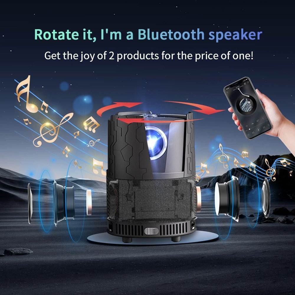 Mini 4K Portable Smart Projector with Auto Focus & Dual-Band WiFi