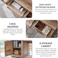 60″ Farmhouse Executive Desk with Drawers, Wood Office Desk with Charging Station - DSARD - DSARD
