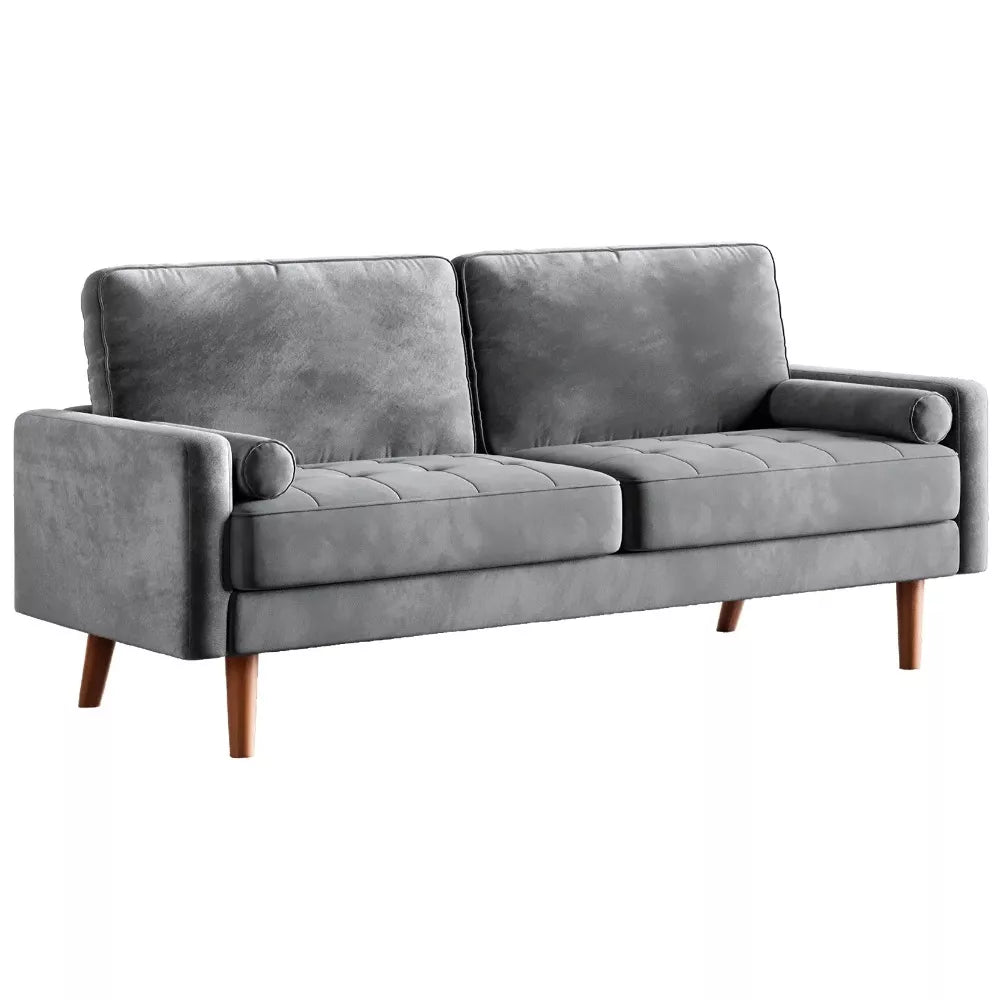 70″ Modern Velvet Love Seat Sofa – 2-Seater Tufted Couch with Pillows - DSARD