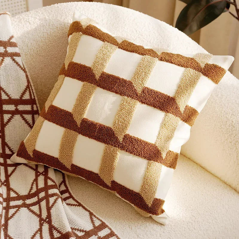 Cream Tassel Throw Pillow Cover 12×20/18×18 Inch – Boho Decorative Cushion - DSARD