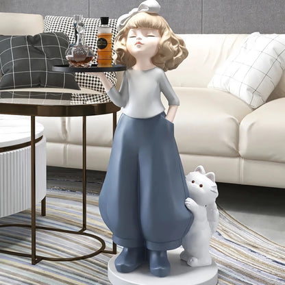 Nordic Creative Girl Tray Sculpture - DSARD