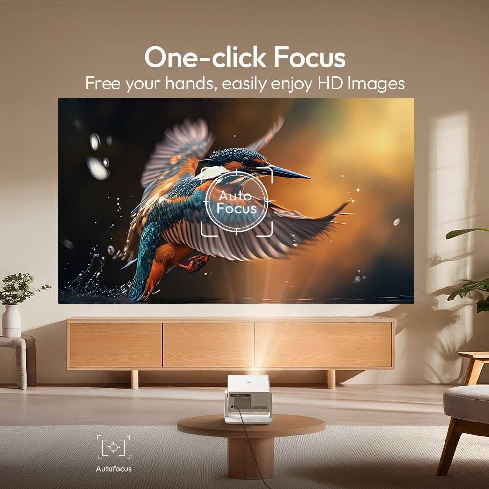 Full HD 1080P Smart Autofocus Projector with 4K Support & WiFi 6