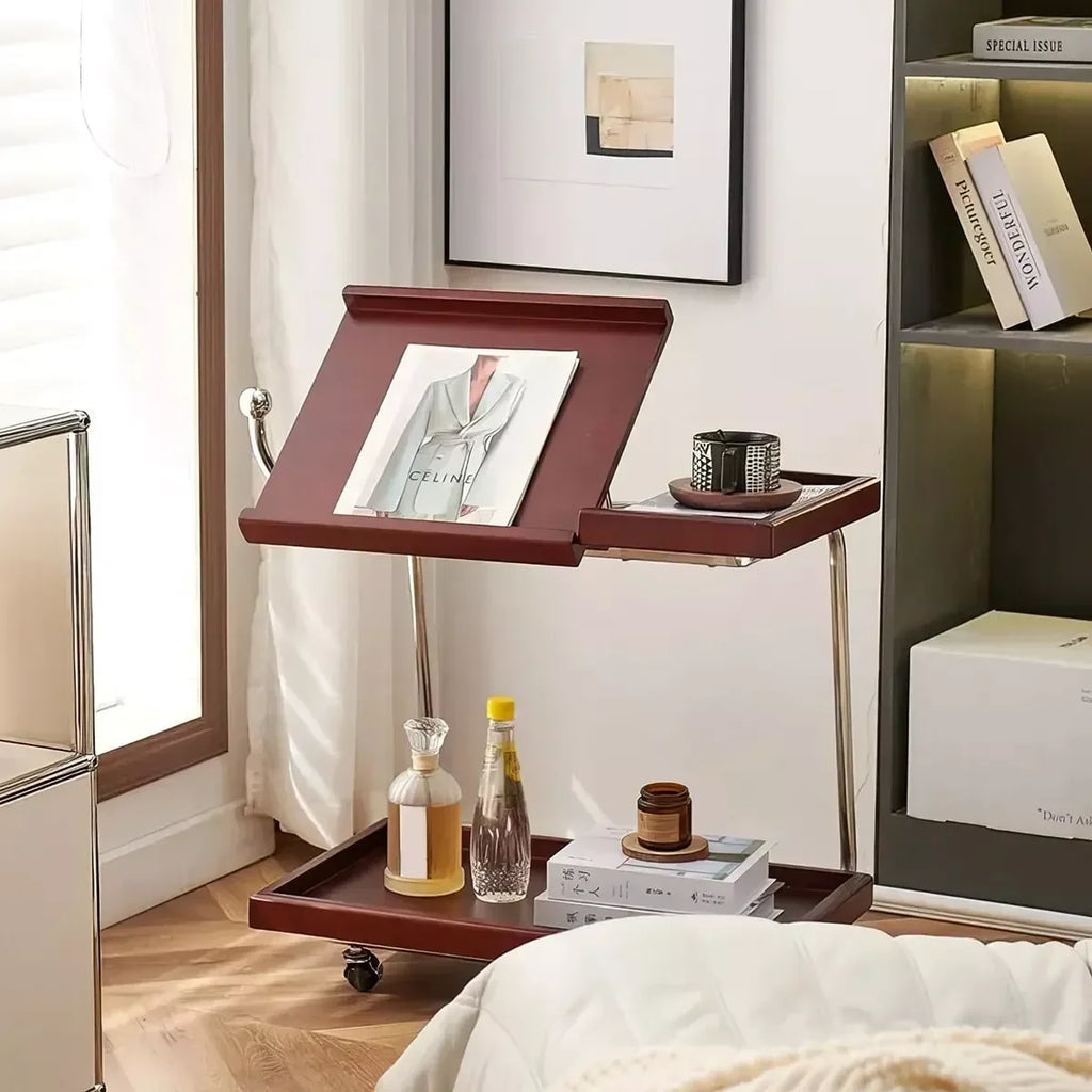 Nordic Mobile Cart Solid Wood Storage Table – Rolling Side Table