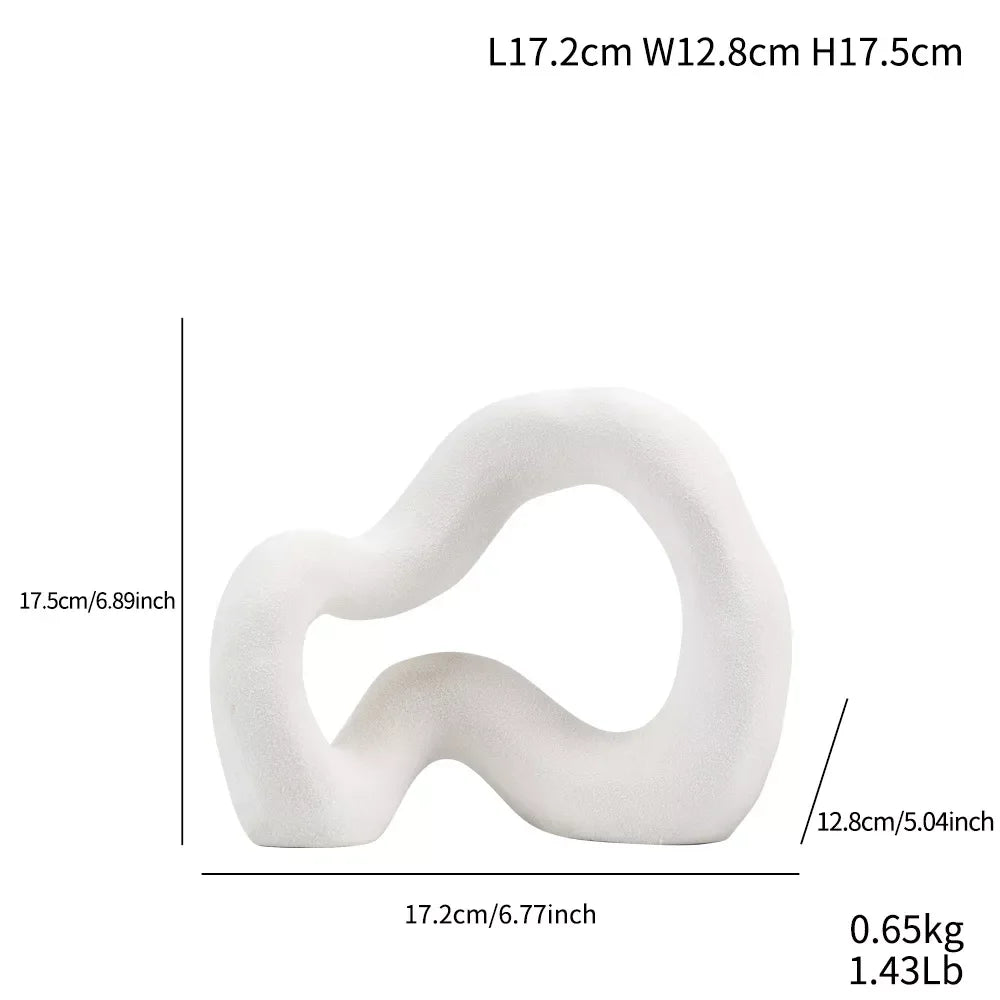 Ceramic Abstract Curved Pipe Figurine – Modern Geometric Home Décor - DSARD