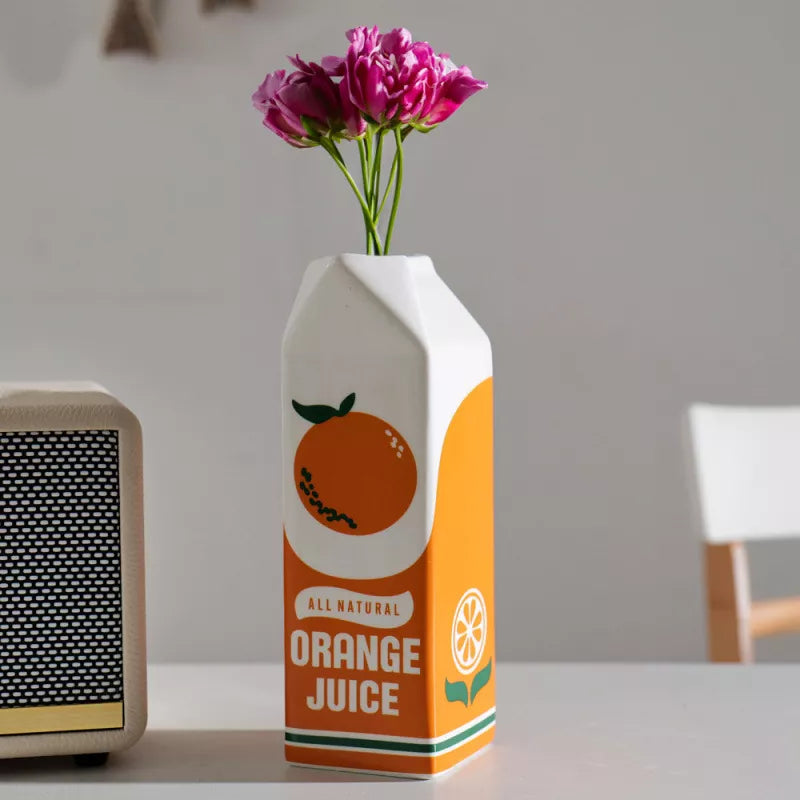 Modern Orange Ceramic Fruit Vase – Creative Home Decor Planter