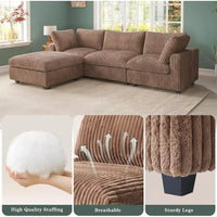Modular L-Shaped Sectional Sofa with Chaise Ottoman and Washable Covers - DSARD