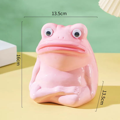 Adorable Ceramic Frog Piggy Bank – Big-Mouthed Cartoon Frog Figurine