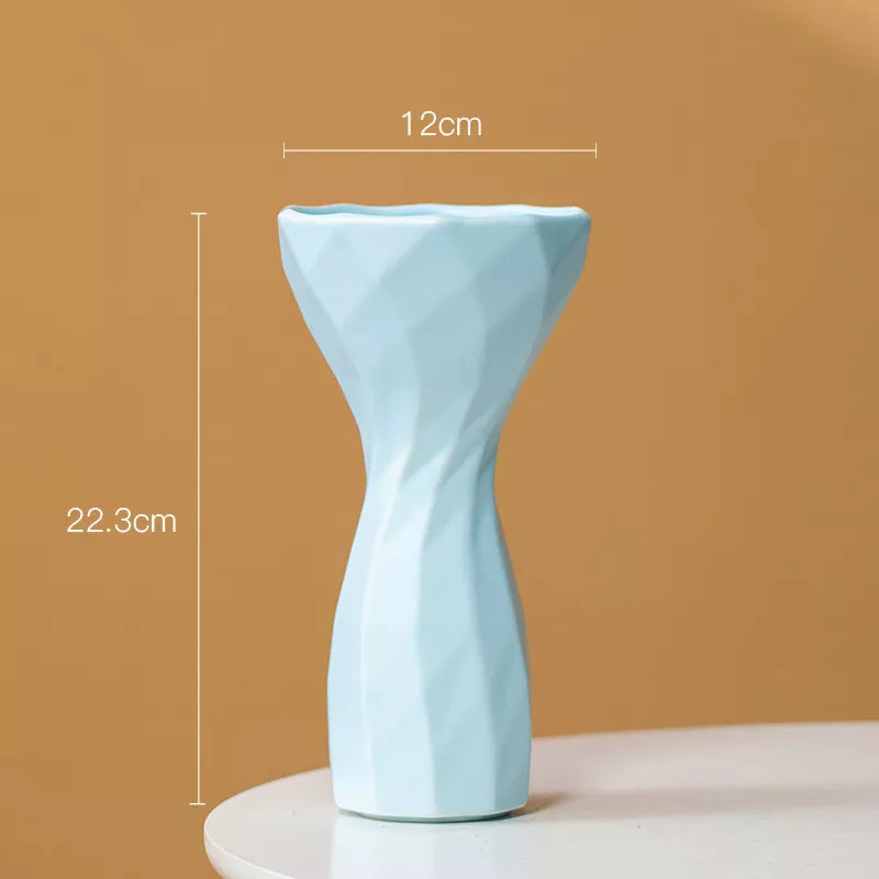 Geometric Ceramic Vase Chic Modern Centerpiece for Flowers and Home Décor