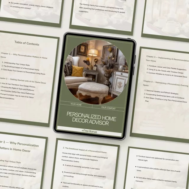 Personalized Home Decor AI Advisor Guide | AI Home Styling eBook | Digital Download for Interior Design, Custom Decor Planning, and Smart Home Aesthetic Personalization