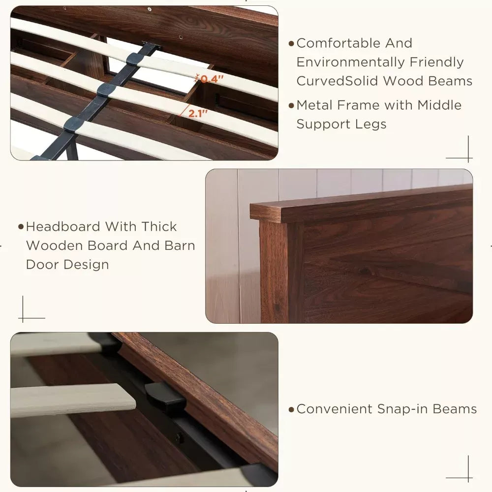 King Size Farmhouse Bed Frame with Sliding Barn Door Storage - DSARD