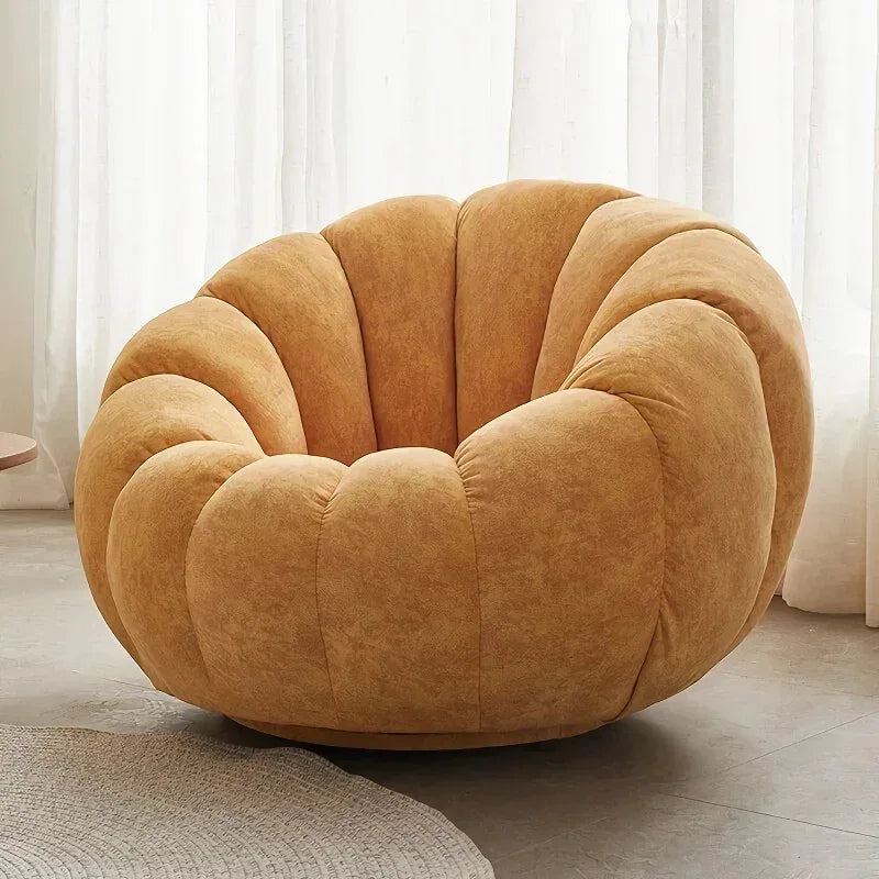 DSARD Modern Minimalist White Velvet Lazy Sofa Pumpkin Shape Relax Chair - DSARD