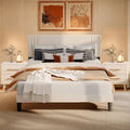 Modern Queen Bedroom Furniture Set with Wingback Bed Frame and 2 Nightstands - DSARD