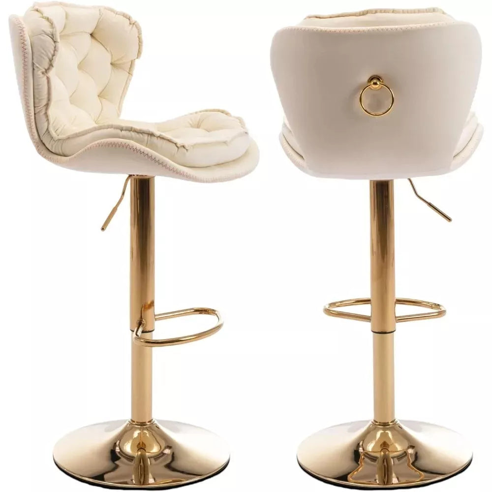 Modern Swivel Velvet Bar Stool with Gold Base - DSARD