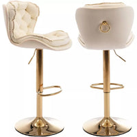 Modern Swivel Velvet Bar Stool with Gold Base - DSARD