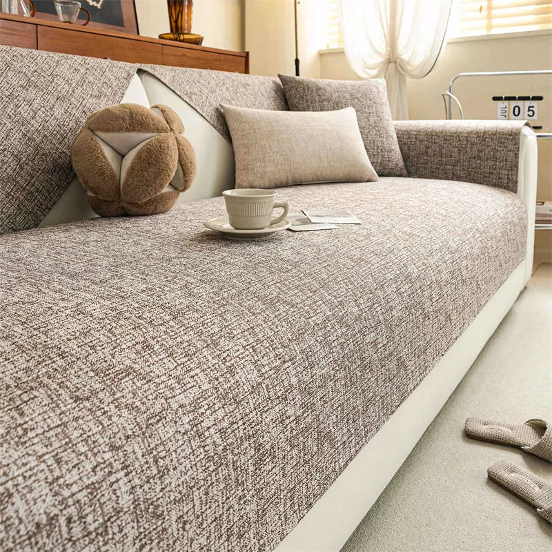 Universal Cotton Linen Sofa Cover – Anti-Slip, All-Season Comfort & Style