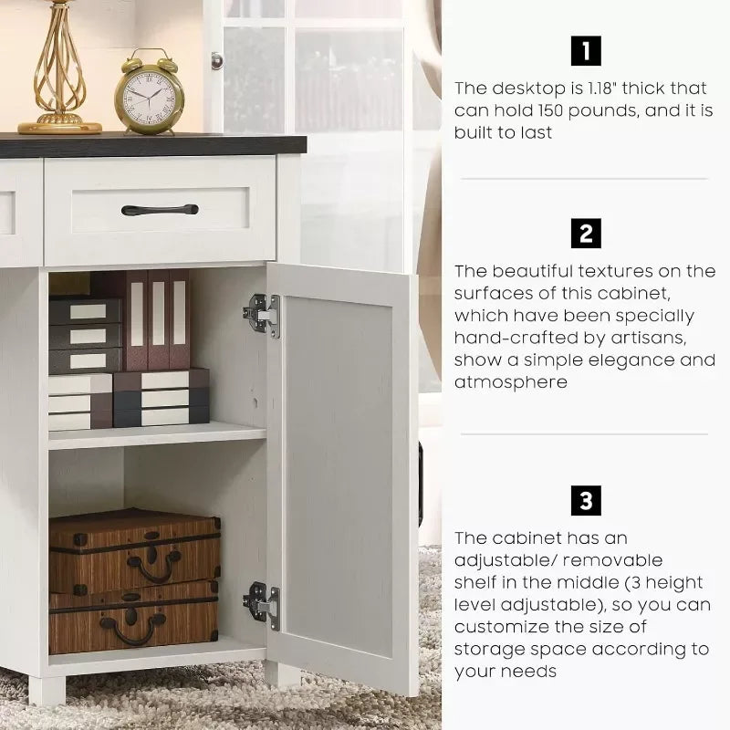 Farmhouse Executive Desk with Hutch and Charging Station - DSARD - DSARD