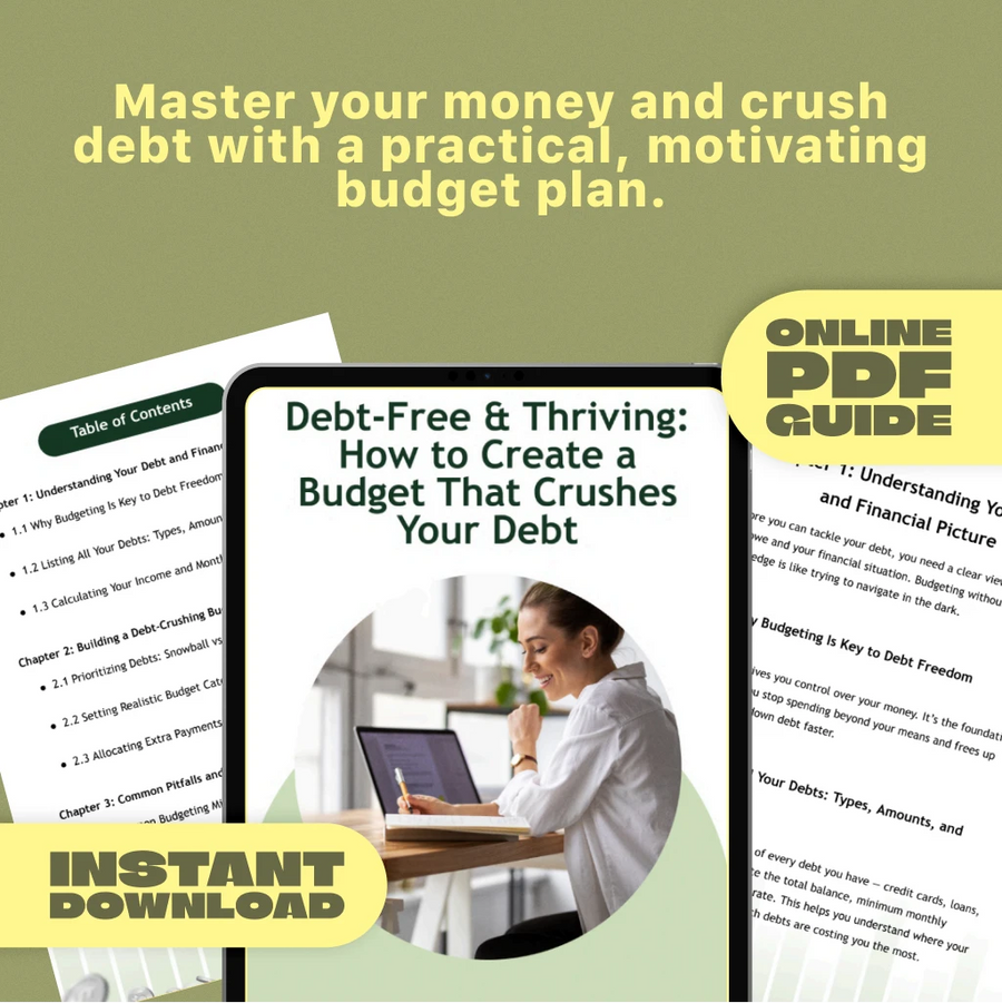 Debt-Free & Thriving: How to Create a Budget That Crushes Your Debt | Digital Budgeting Guide for Paying Off Debt Fast | Instant Download