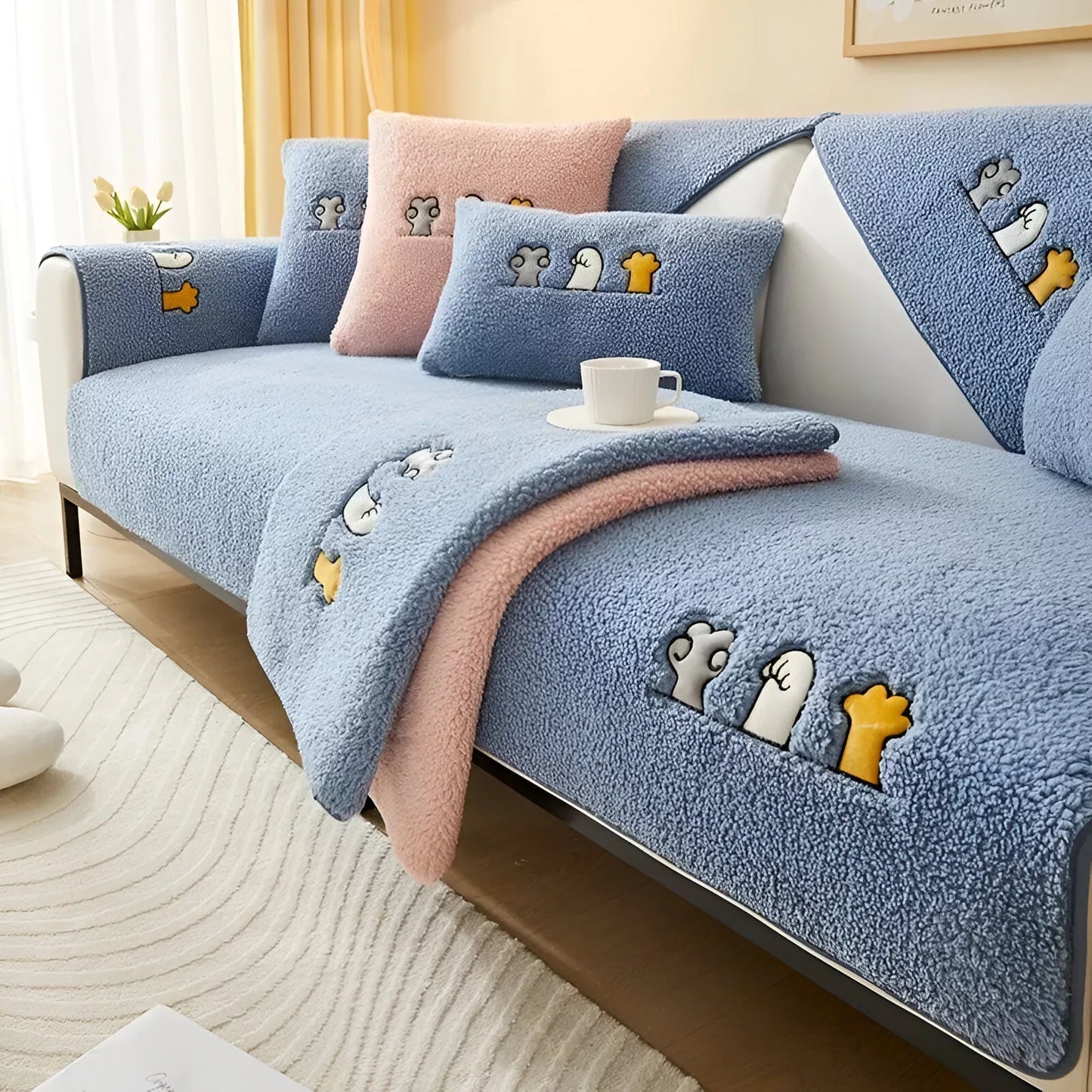 Thick Plush Non-Slip Winter Sofa Cover – Warm & Soft Couch Protector