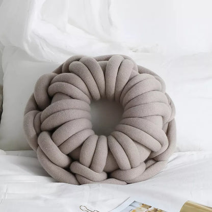 DIY Chunky Yarn Hand-Knot Round Cushion – Cozy Decorative Seat & Back Support