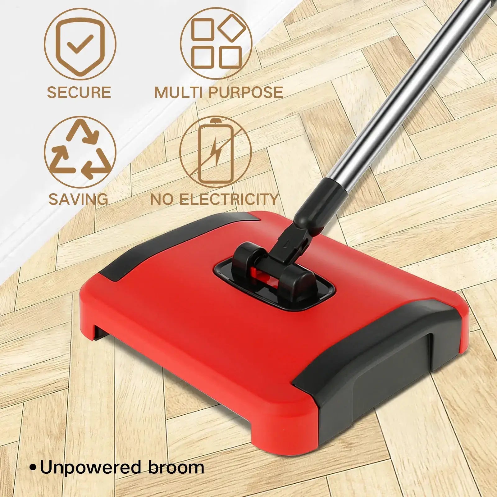 Hand-Push Carpet Floor Sweeper – Automatic Broom Cleaner for Home, Office, Rugs, Pet Hair, Dust & Debris