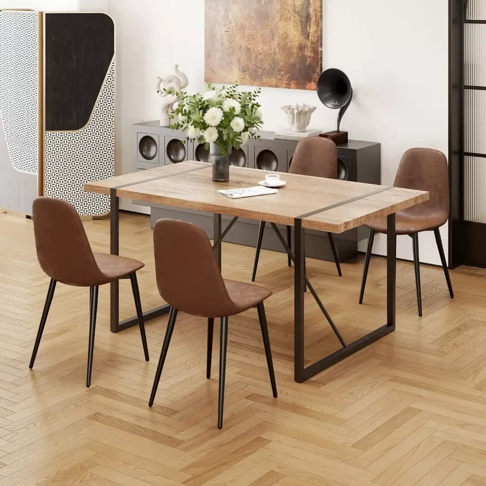 55″ Modern Wood Dining Table for 4-6 with Metal Legs – Rectangular Kitchen Table - DSARD - DSARD