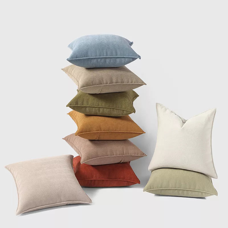Soft Chenille Herringbone Throw Pillow Cover – Solid Color Decorative Cushion Case