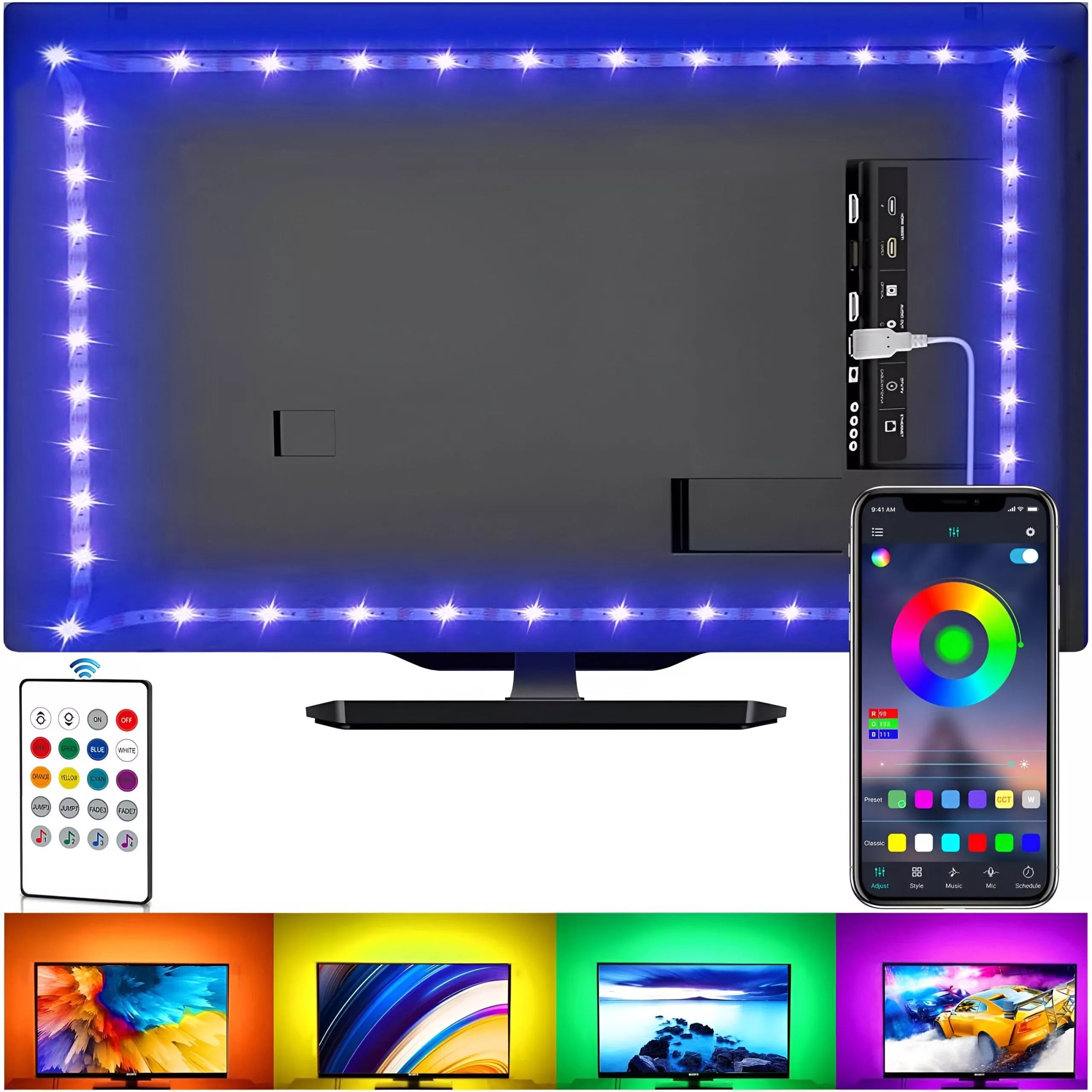 RGB LED Strip Lights with Bluetooth Control