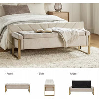 Upholstered Storage Ottoman Bench with Gold Metal Legs for Bedroom & Hallway - DSARD
