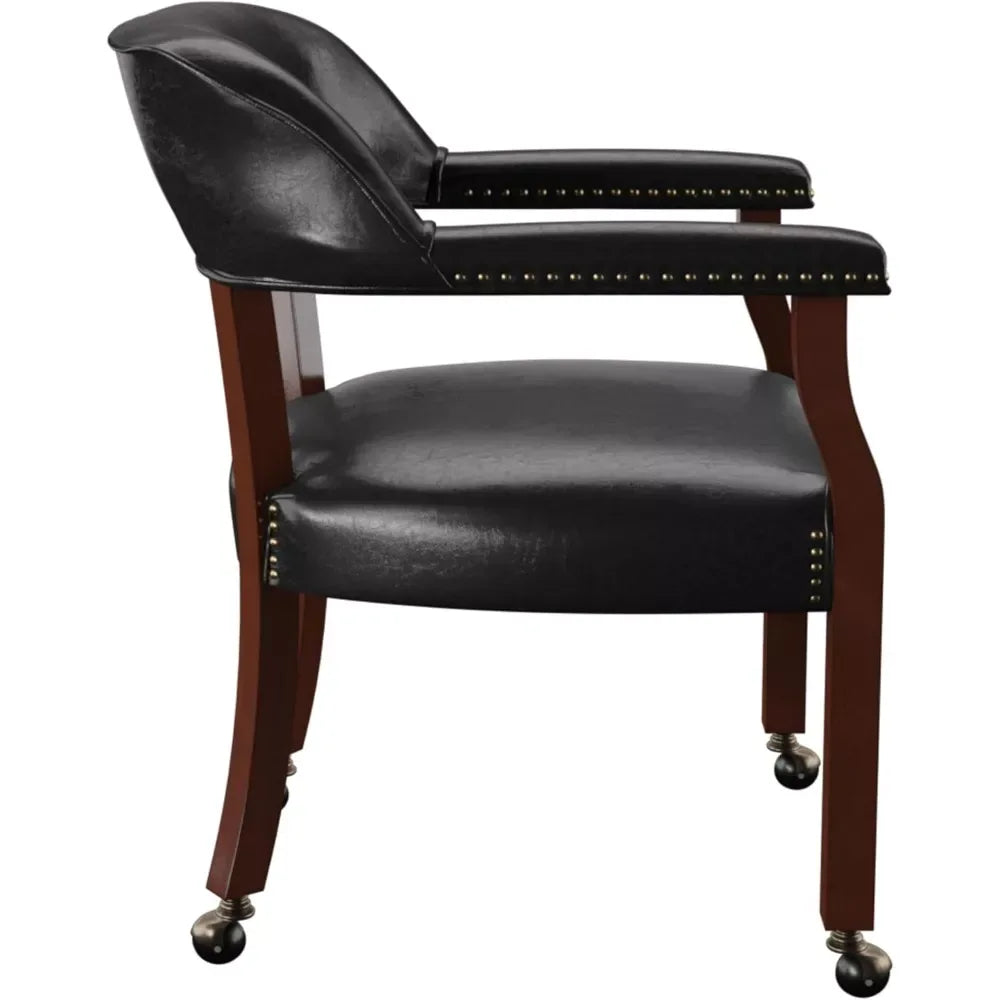 Elegant Cherry Finish Dining Chair with Casters & Nailhead Trim - DSARD - DSARD