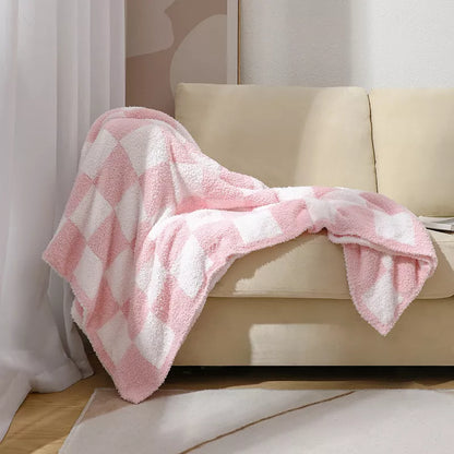 Checkerboard Plush Throw Blanket