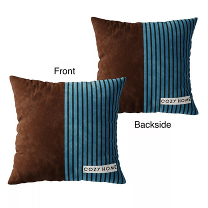 Retro Stripe Velvet Cushion Cover – Modern Decorative Pillow Case