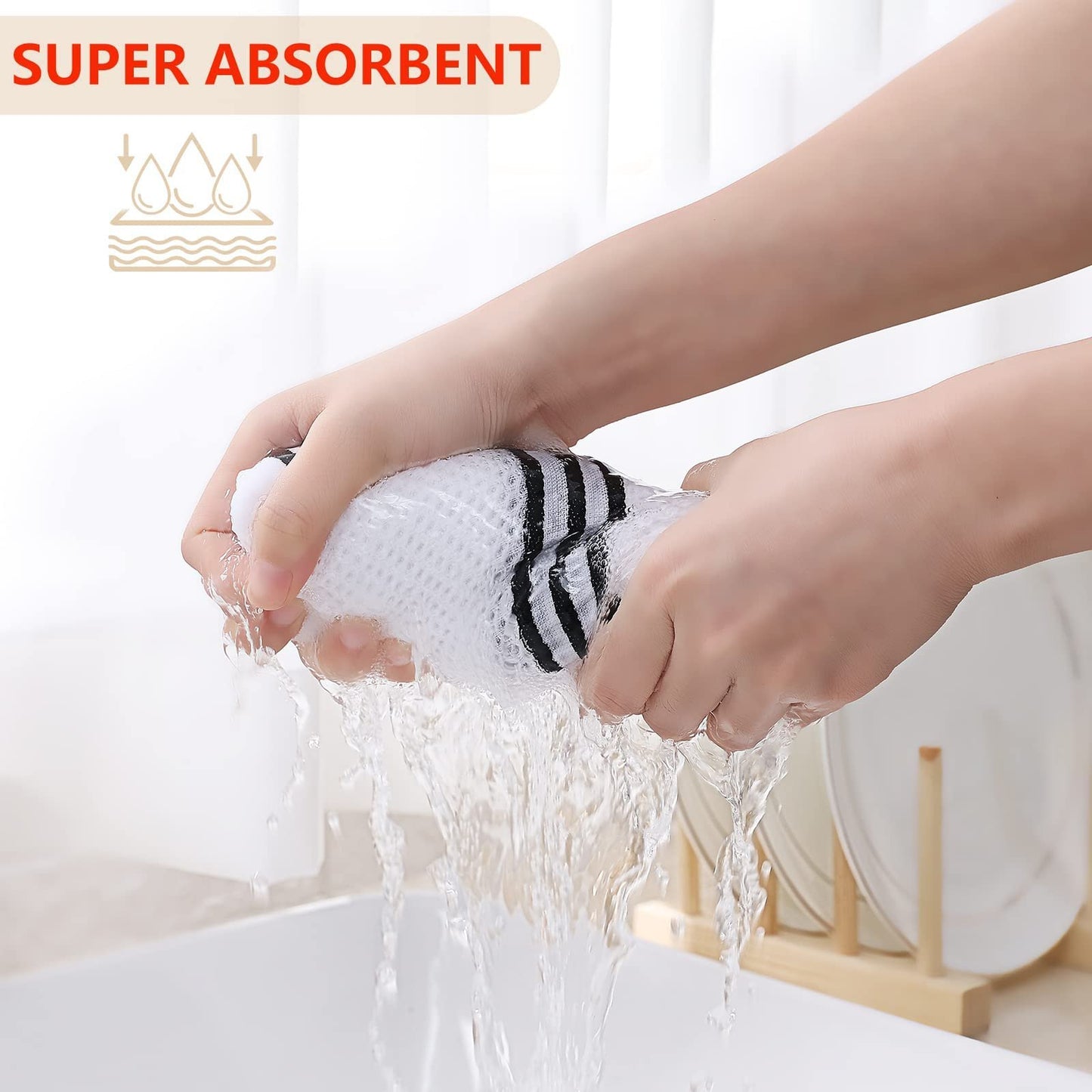 Super Soft Waffle Weave Cotton Dish Towels – Ultra-Absorbent & Quick Dry