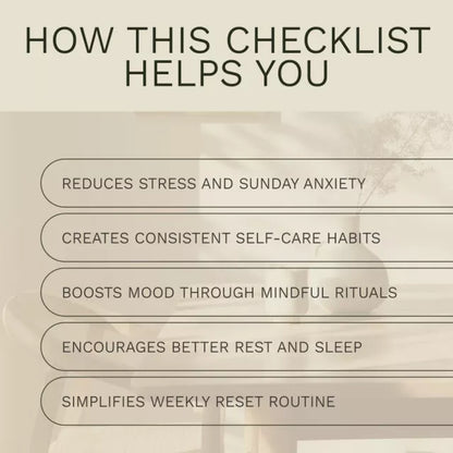 Perfect Self-Care Sunday Rituals Checklist | Cozy Self Care Routine, Sunday Reset, Mental Wellness Planner, Digital Download